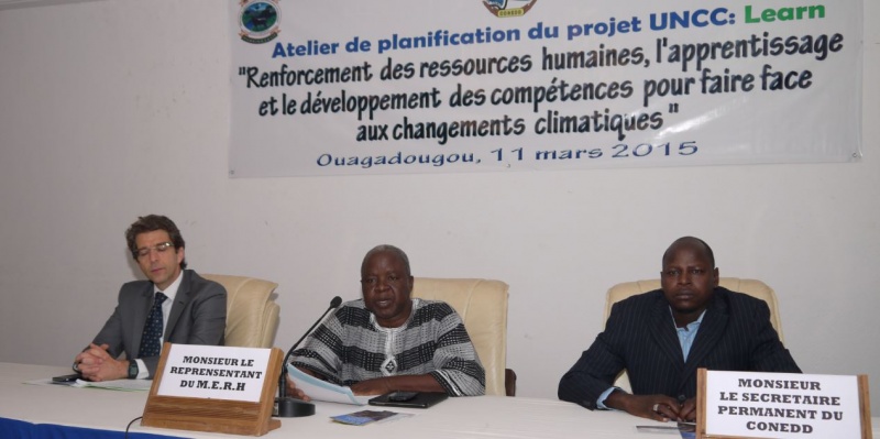 M. Marc Rubin, head of UNICEF in Burkina Faso, M. Salomon Dilema, Technical Advisor to the Minister of Environment of Burkina, and Pamoussa Ouedraogo, Technical Coordinator of Programmes at SP-CONEDD