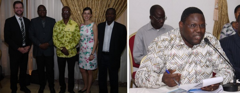 Left : M. Vincens Côté, UN CC:Learn Secretariat; M. Léonce Glèlè Ahanhanzo, Climate Change Learning Ambassador from Bénin; M. Joël Korahire, National Coordinator of the UN CC:Learn project in Burkina Faso; Ms. Amrei Horstbrink, UN CC:Learn Secretariat; M.