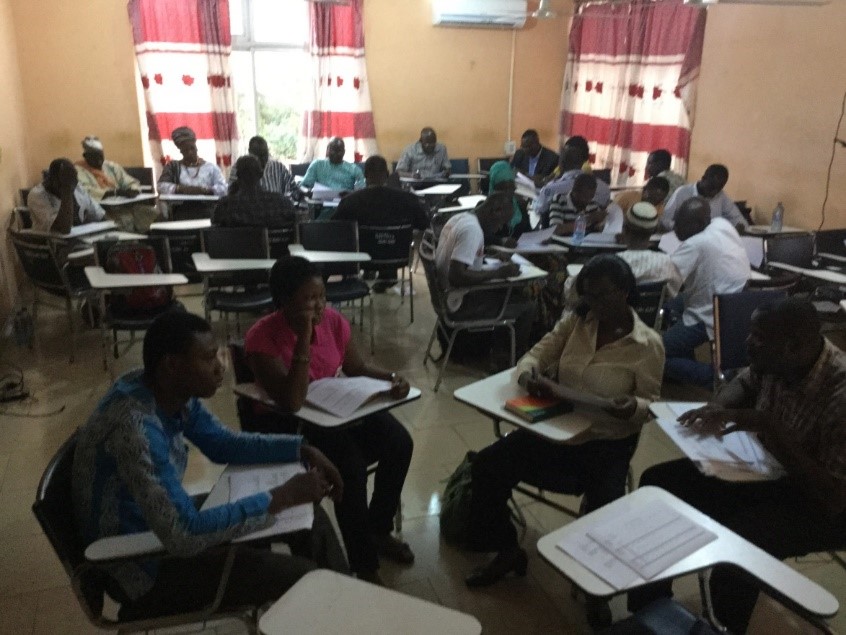 Participants gathered in various groups to hold discussions on the subject matter and offer ideas to the development of the National Climate and Green Economy Learning Strategy at the workshop in Tamale.