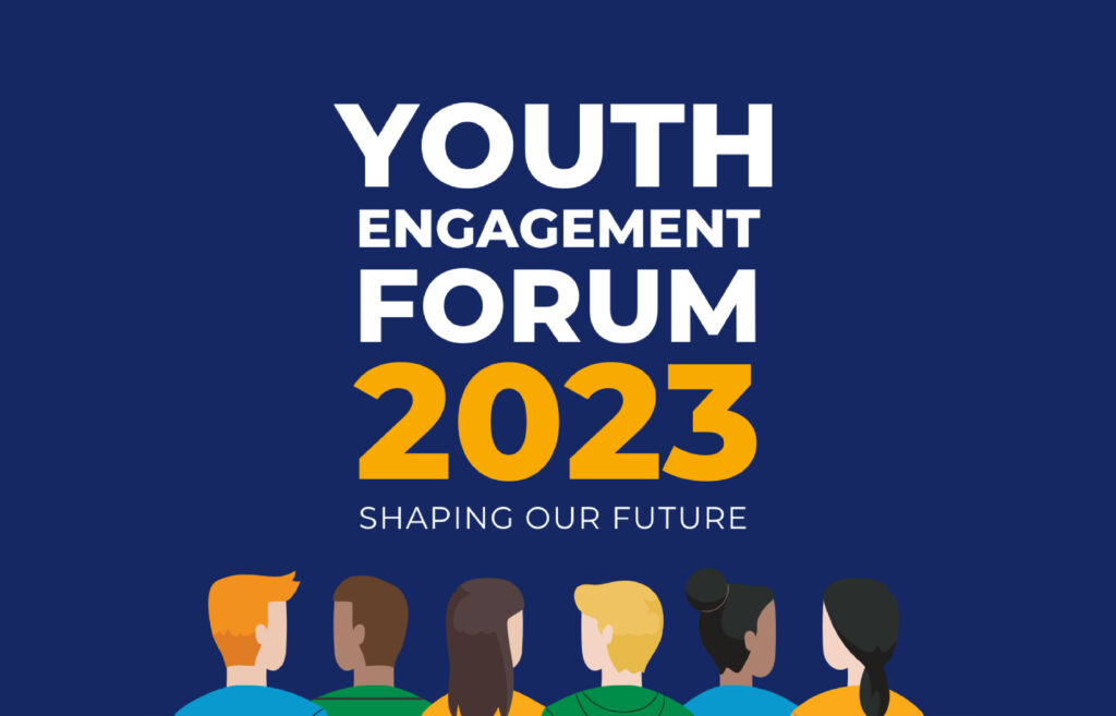 Youth Engagement Forum Flyer with Title and Illustrated People