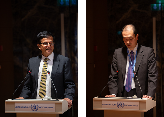 Mr. Nikhil Seth and H.E. Mr. Kozo Honsei at the Global Youth Climate Dialogue at the Palais des Nations. Photos: Lorenzo Franchi / UN CC:Learn