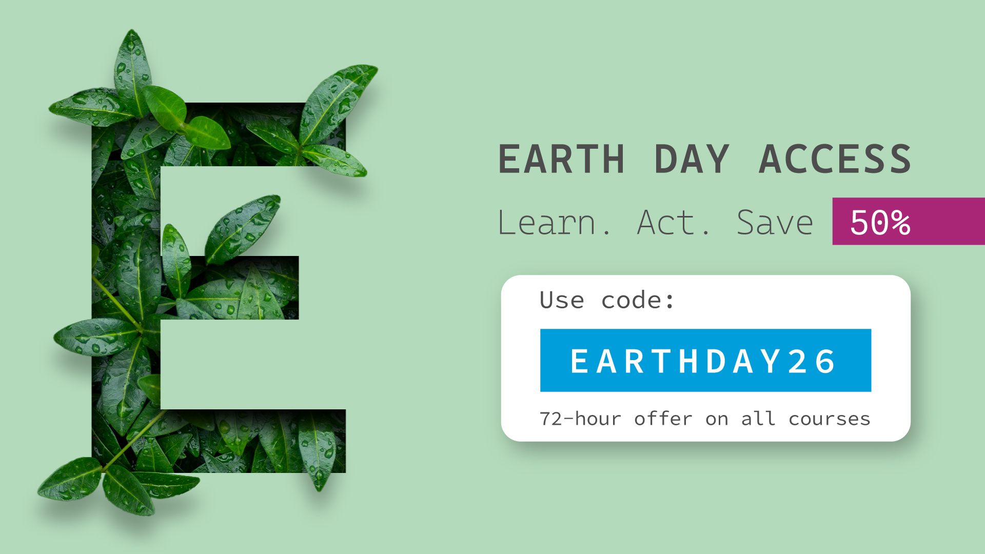 Hero Image of the Earth Day promo campaign with the code EARTHDAY